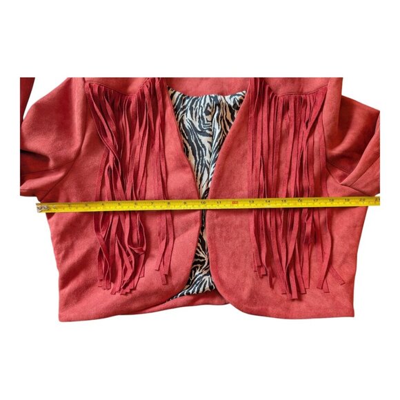 FATE | Faux Suede Fringe Cropped Jacket | Brick Red/Burnt Orange | Large - Picture 11 of 12